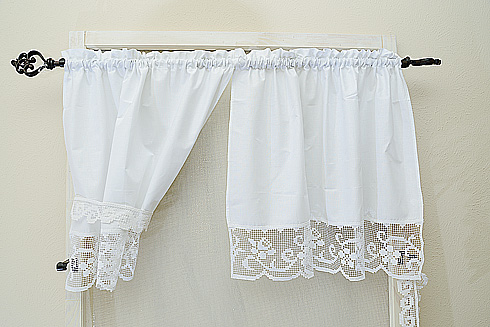 Heirloom Tuscany Lace Windows Curtain Panel 30"x24"drop. - Click Image to Close